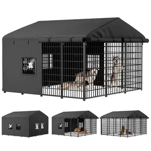 PETCOZIFE Outdoor Dog Kennel Cover Full Coverage for 10'Dx10'Wx6'H Dog Cages, Heavy Duty Waterproof Large Dog Kennel Cover, (Kennel not Included) Black