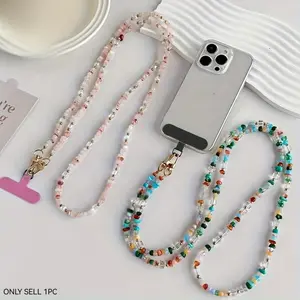 Marble phone hanger and crossbody strap, phone necklace with bead chain, key holder, smartphone stand ring (not compatible with phone cases), accessory for smartphones and tablet devices, Phone Lanyard, Phone Accessories