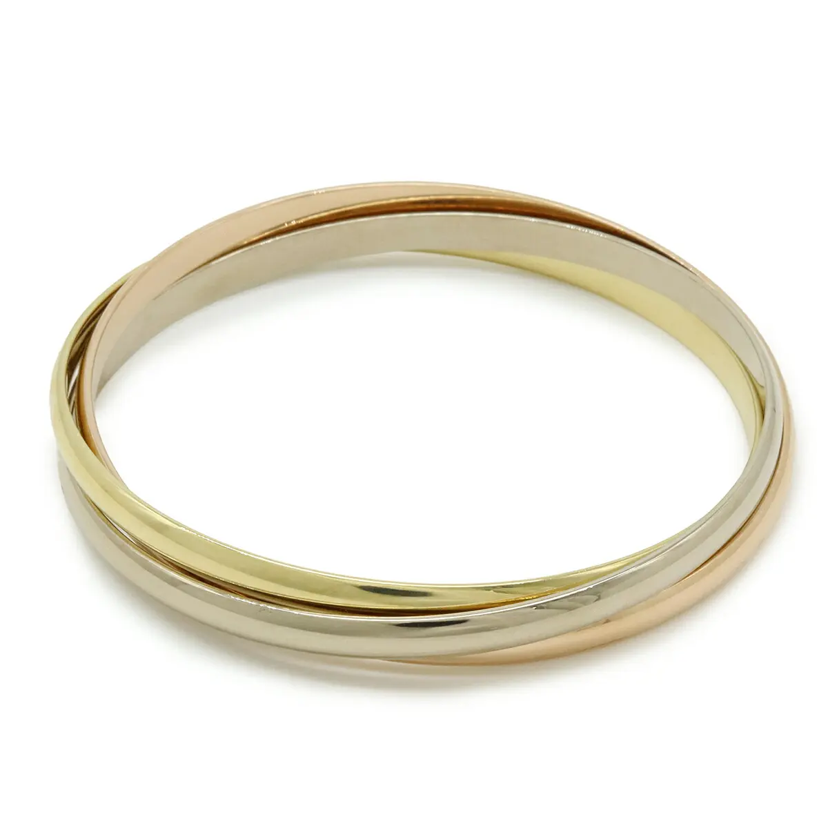 Pre-owned Cartier 18K Yellow Gold (Au750) Small Leather Goods Trinity Au750 Bracelet Size 19.5