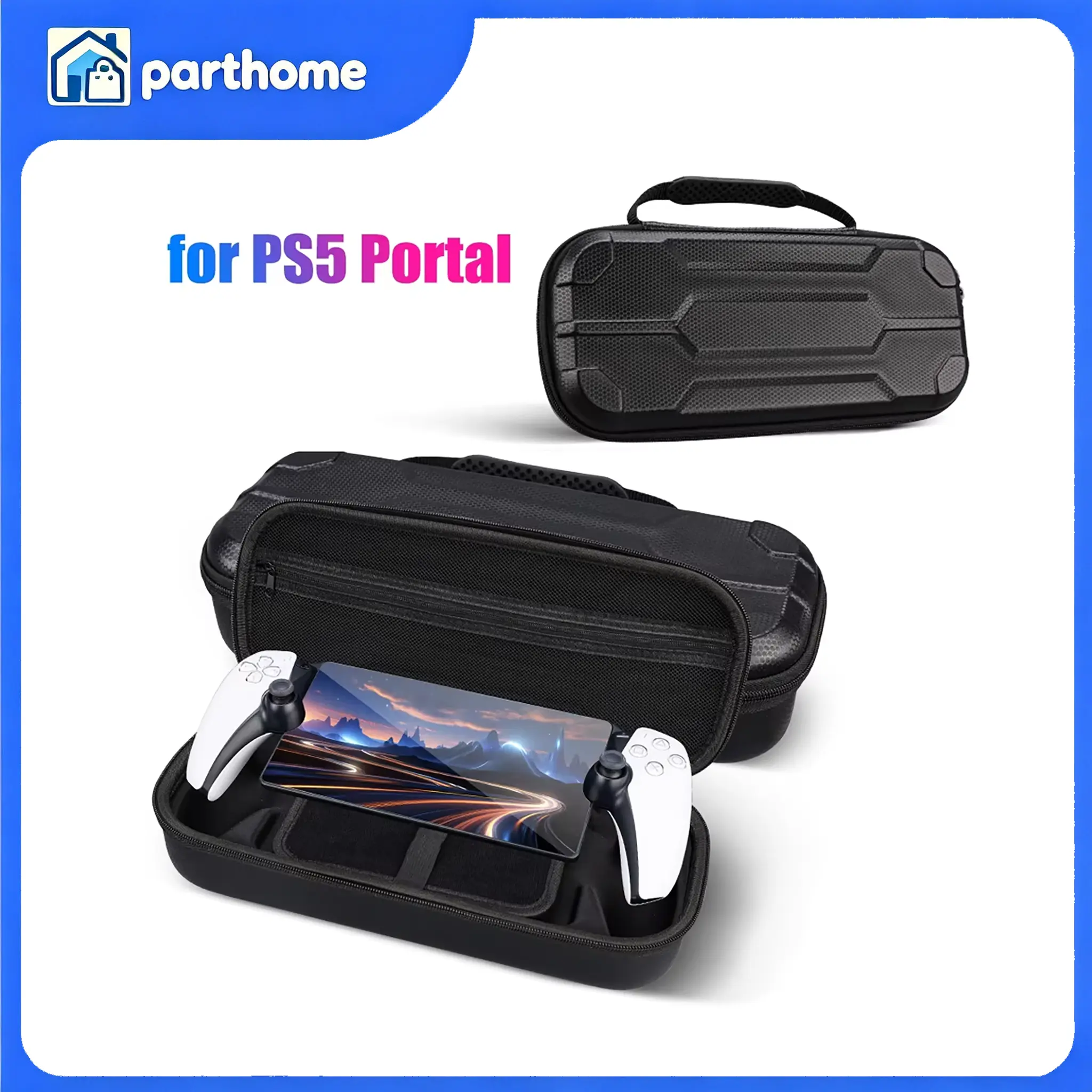 6-in-1 Game Protection Accessories Set for PlayStation Portal Console Remote Player - Hard Carrying Case, Crystal Cover, Tempered Glass Screen Protector