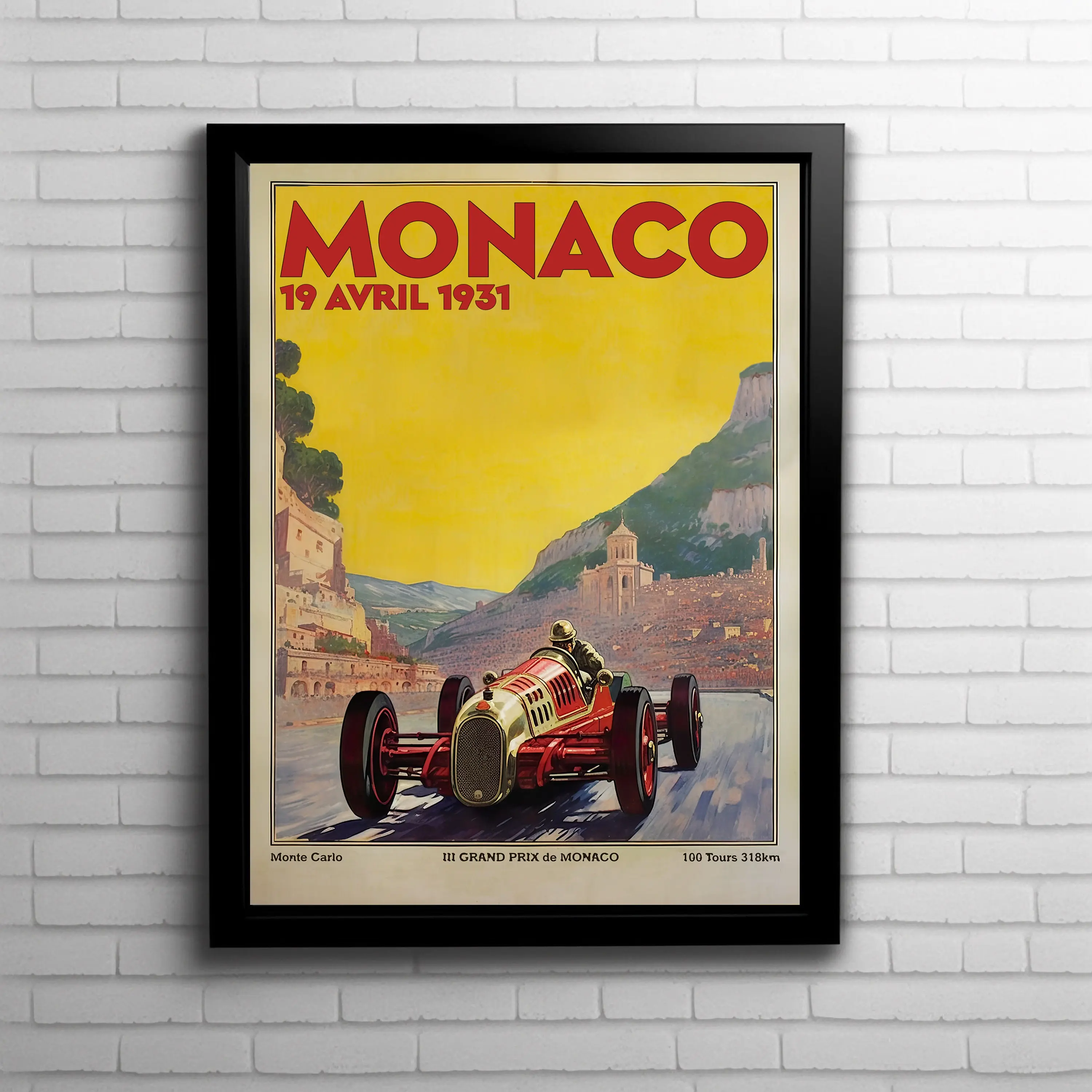 Vintage Monaco Grand Prix Poster Print, 1931 Race Car Wall Art, Retro Motorsport Racing Poster, Classic Automobile Decor, Racing Fan Gift, Executive Office Wall Art, Garage Decor, Man Cave Print, Unframed Poster Gift for Car Lovers