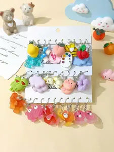 Women's Earring Set, Cute Style Fish Pear Board Mushroom Design, Ideal for Daily Wear & Holiday Gifts, All Seasons Accessory