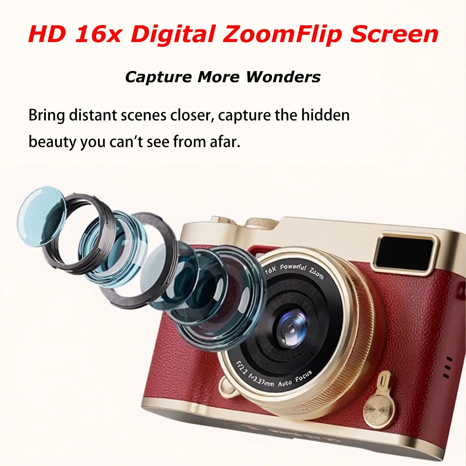 Flip Cover Ccd Digital Camera, Includes 32GB High Capacity Memory