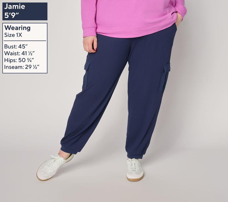 AnyBody Petite Cozy Knit Jersey & Waffle Cargo Jogger