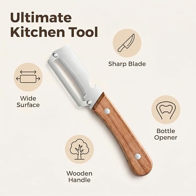2PCS 2 in 1 Multifunctional Vegetable Peeler & Bottle Opener  All In One Peeler Multi-Functional Kitchen Tool Stainless Steel Potato & Fruit Peeler