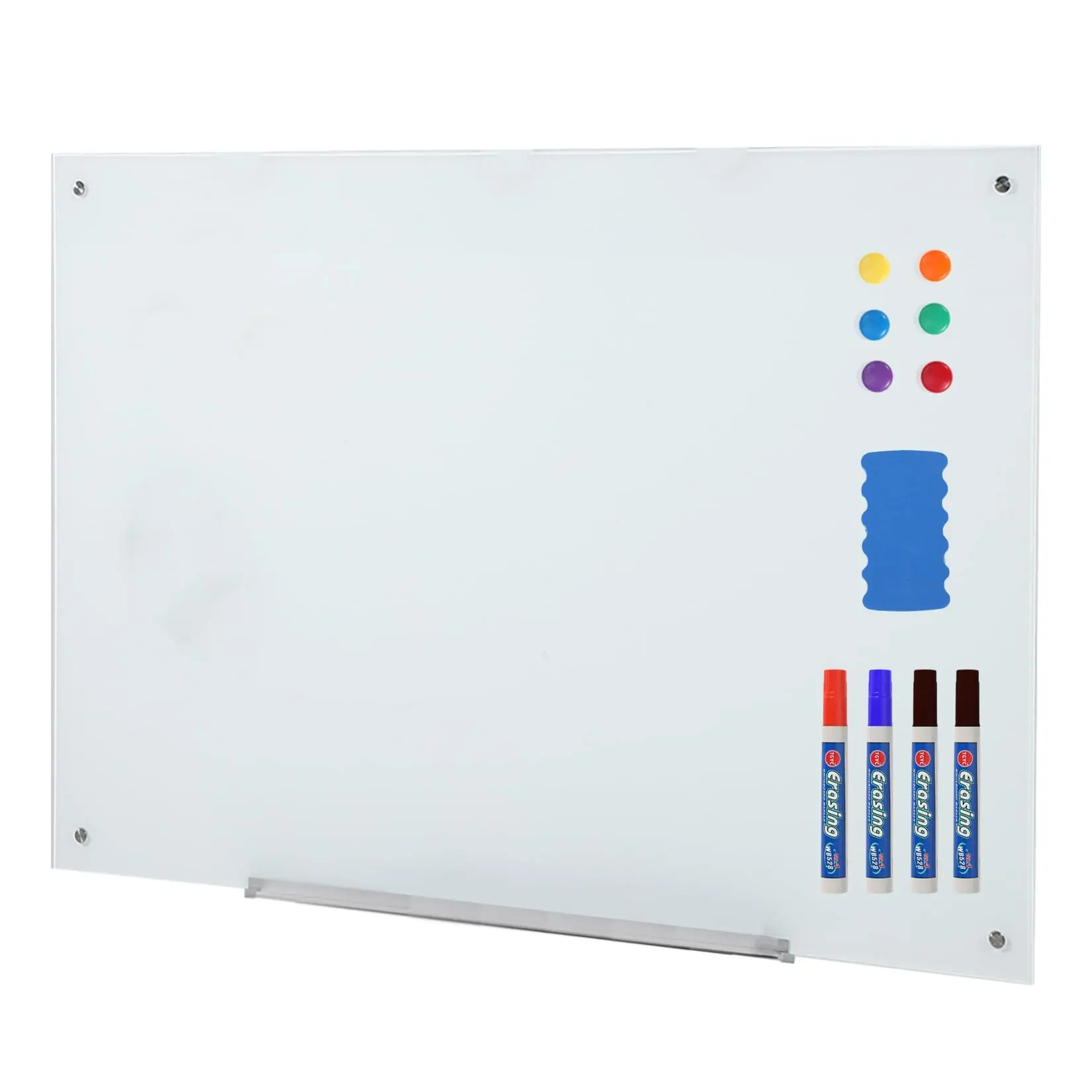 18x24 Inch Glass Dry Erase Board, Frameless Magnetic Glass Whiteboard Wall Mounted, Large Tempered Glass Writing Surface for Office Home School and Conference Room
