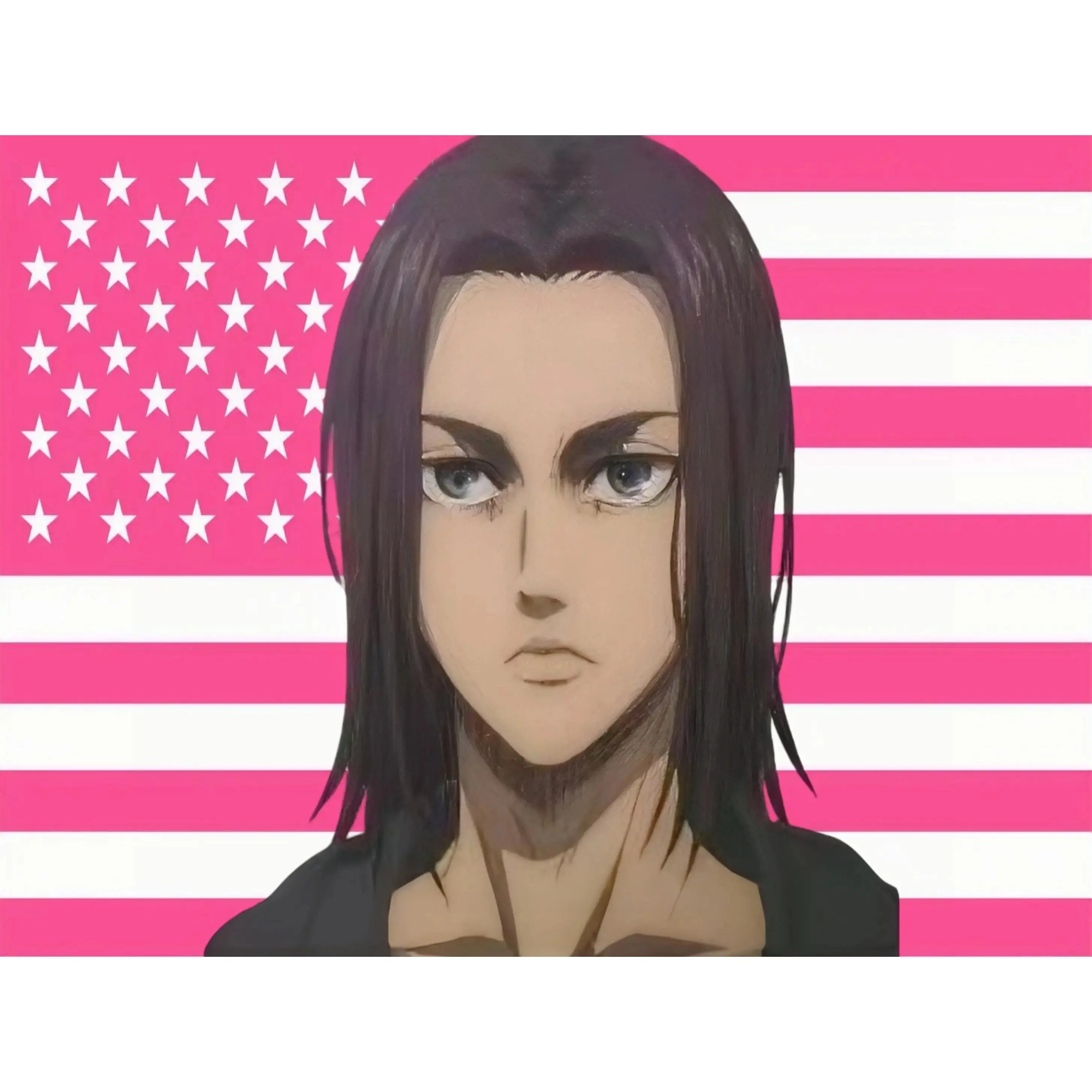 Eren Yeager Pink Flag Print Anime Room Decor Flag Wall Art Attack on Titan Poster Japanese Manga Fan Gift Hanging Kit Wall Decor Curtains Tapestry Decoration