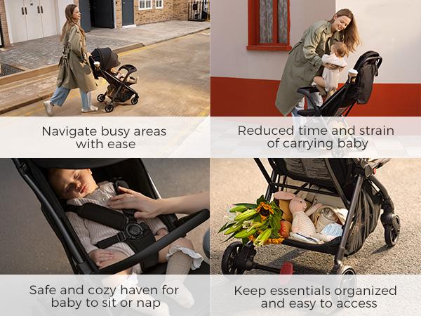 Momcozy ClickGo Lightweight Stroller, Compact Travel Stroller for Airplane with One-Click Fold, Baby Stroller and Toddler Stroller with Large Canopy for Kids from 6 Months to 50 Lbs