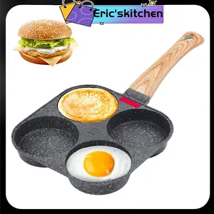 4-Cup Egg Pan Nonstick, Healthy Aluminum Omelette Pan, Breakfast Omelette Skillet for Fried Eggs Cooker, Pancakes, Suitable for Gas Stove & Induction Cookware