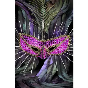 Purple Feathered Mardi Gras Mask