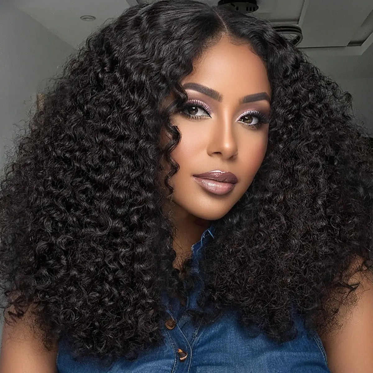 CurlyMe Bleached Knots 250% Density Full Burmese Curly 9x6 Pre-Cut Lace Frontal Glueless Wigs Pre-plucked Natural Hairline Beginner Friendly Natural Black