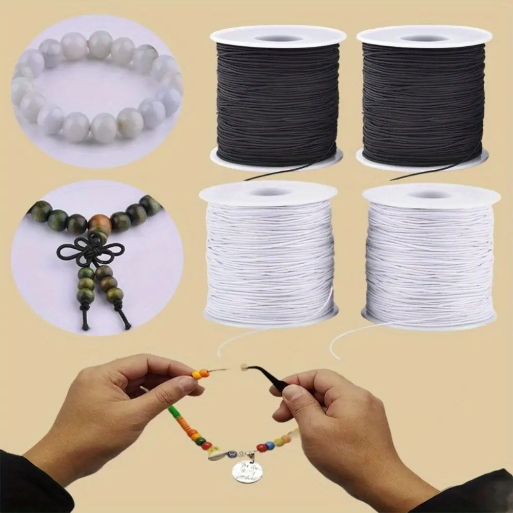 4 Rolls Elastic Cord, 1mm Stretchy PE String for DIY Jewelry Making, Flexible and Durable Beading Thread to Make Bracelets and Necklaces
