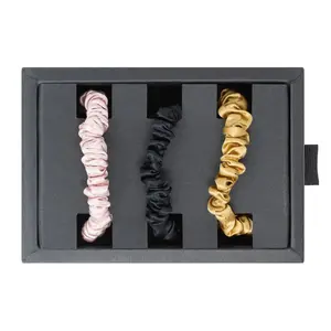 Silk Skinny Scrunchies Set, 6-Pack Pure Silk Hair Ties, No Crease, Damage-Free, Gentle on Hair, Elastic Bands for Ponytails, Everyday Styling, Workouts & Sleep for Women