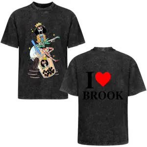 I love Brook's Oversized Washed T-Shirt – Double-Sided Printed Jumpsuit | Retro Street Style Unisex T-Shirt | Heavyweight 100% Cotton AnimeCasual Men's Style Top | Snowman Pattern | Casual T-Shirt | Heavyw shortsleeve cotton t-shirt