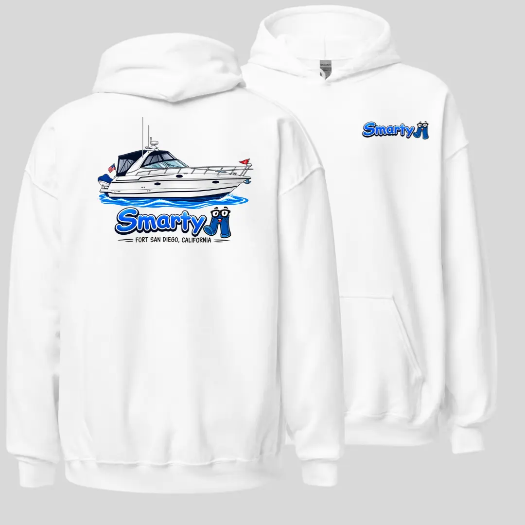 Smarty Boat Hoodie, Sportfishing Boat Graphic Pullover, Soft Cotton Apparel, Ocean Angler Hoodie for Men & Women, Boat Lover Gift