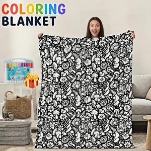 DIY Color Your Own Blanket with 24 Markers,Customizable Fuzzy Velvet Blanket for Creative Personalization, Artistic Home Decor& Cozy Gift Idea Tiktokshopspringglowup