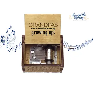 Beyond The Melody Grandpa's Clock. Wooden Music Box Hand-Cranked Musical Keepsake for Kids & Travel Lovers Eco-Friendly & Compact Design