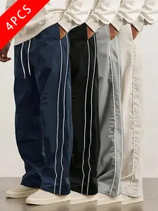 4-Pack Men’s Summer Outdoor Quick-Dry Casual Sports Pants, Loose Straight Fit