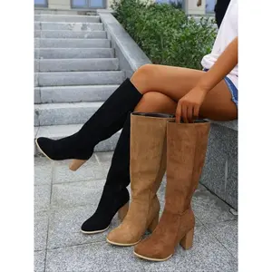 Vintage Elegant Wide Calf Western Boots, New Multi-Functional Height Increasing Knee High Boots, Fashionable One-Step Knight Boots, Cowgirl Boots