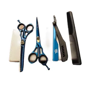 Professional Salon 6.5 Inch Stainless Steel Hair Cutting Scissors with Straight Edge Razor and Thinning Shears