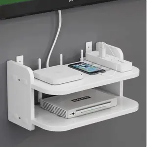 Wall-Mounted Router & WiFi Cable Organizer Rack, Space-Saving Storage, No-Drill Installation, Ideal for Home Office Use