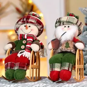 2pcs Christmas Fun Figures, Rocking Chair Snowman Decorations, Ideal for Home & Window Display, Perfect Gift for Christmas & Thanksgiving