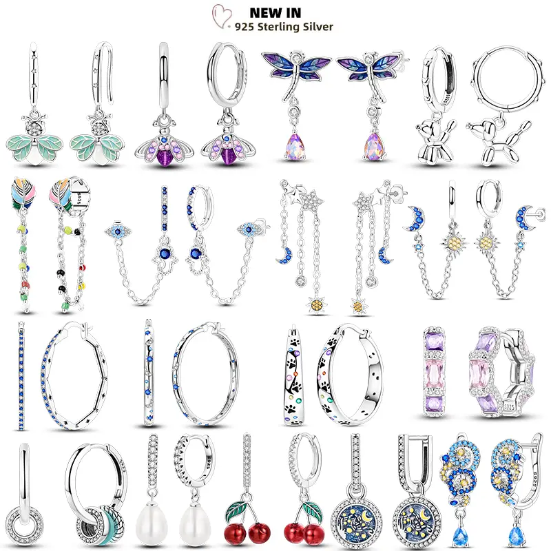 Big Circle Hoop Earrings Glow Firefly Cherry Star Moon Overlap Tassels Eardrop Original U-shaped 925 Silver Lady Earring Jewelry
