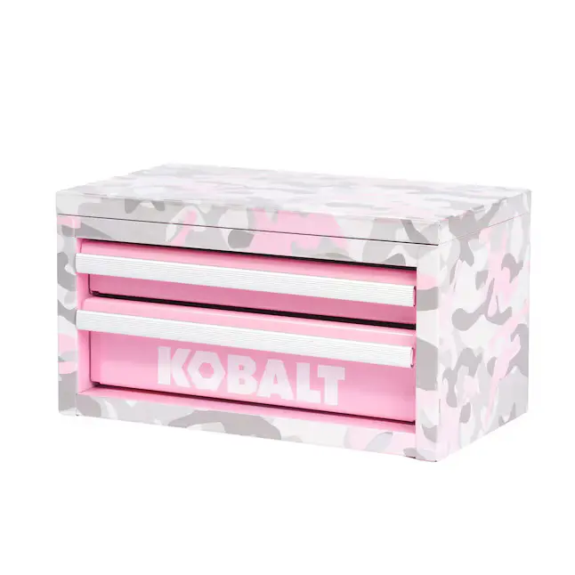 Kobalt Portable Pink Camo Mini Toolbox 10.83-in W x 5.91-in H x 5.91-in D 2-Drawer Steel Tool Box Kobalt Portable Pink Camo Mini Toolbox 10.83-in W x 5.91-in H x 5.91-in D 2-Drawer Steel Tool Box