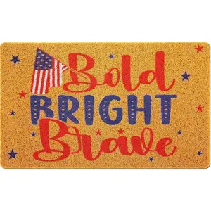 4th of July Doormat Patriotic Welcome Doormat Red Blue American Flag Stars Rug Independence Day Door Mat Memorial Day Front Door Rug for Home Indoor Holiday Decoration 18 x 30 Inch