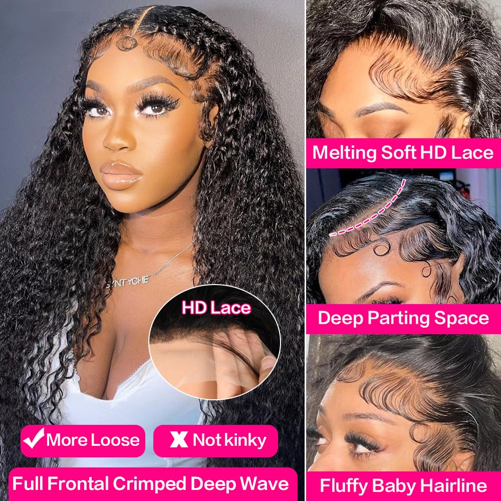 Bling Hair 32 34Inch 13x6 13x4 Lace Front Human Hair Wigs Pre Plucked For Women Deep Wave Human Hair Lace Frontal Wigs 180 Density Transparent Lace Wig Real Human Hair