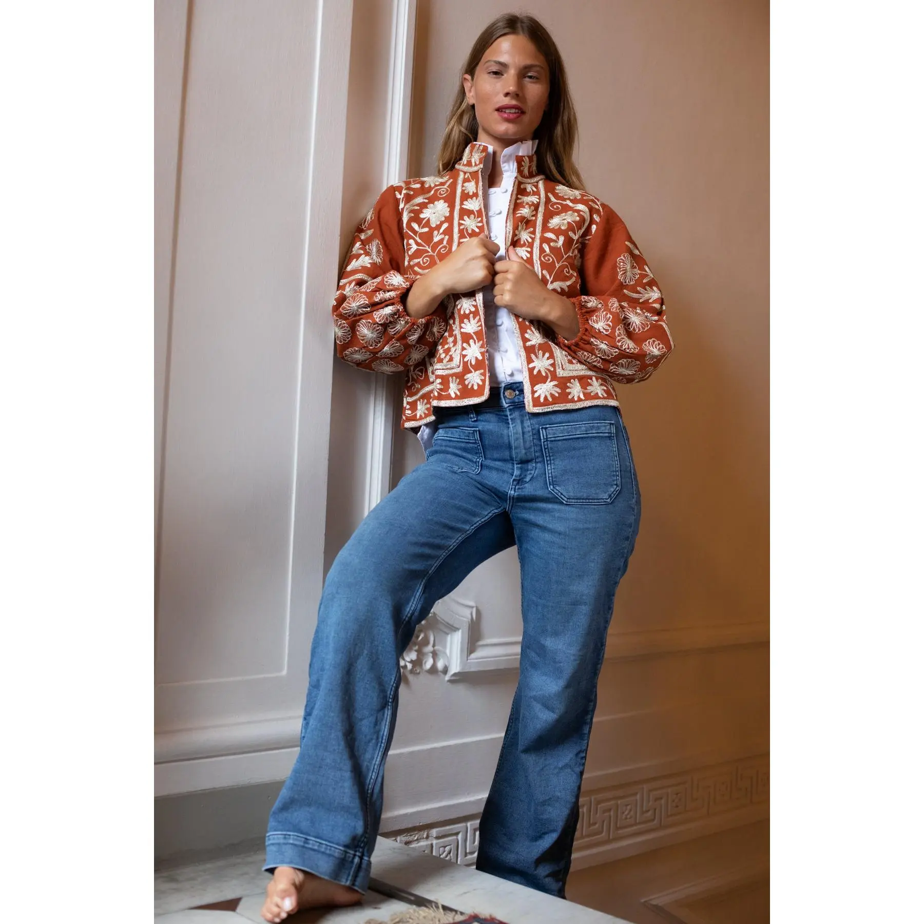 Suzani Blouson Jacket | Terracotta
