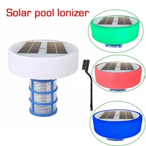 Solar powered automatic swimming pool copper pool ionizer and floating ionizer, LED night light floating purifier cleaner, suitable for swimming pools, spa centers, and for bath water care
