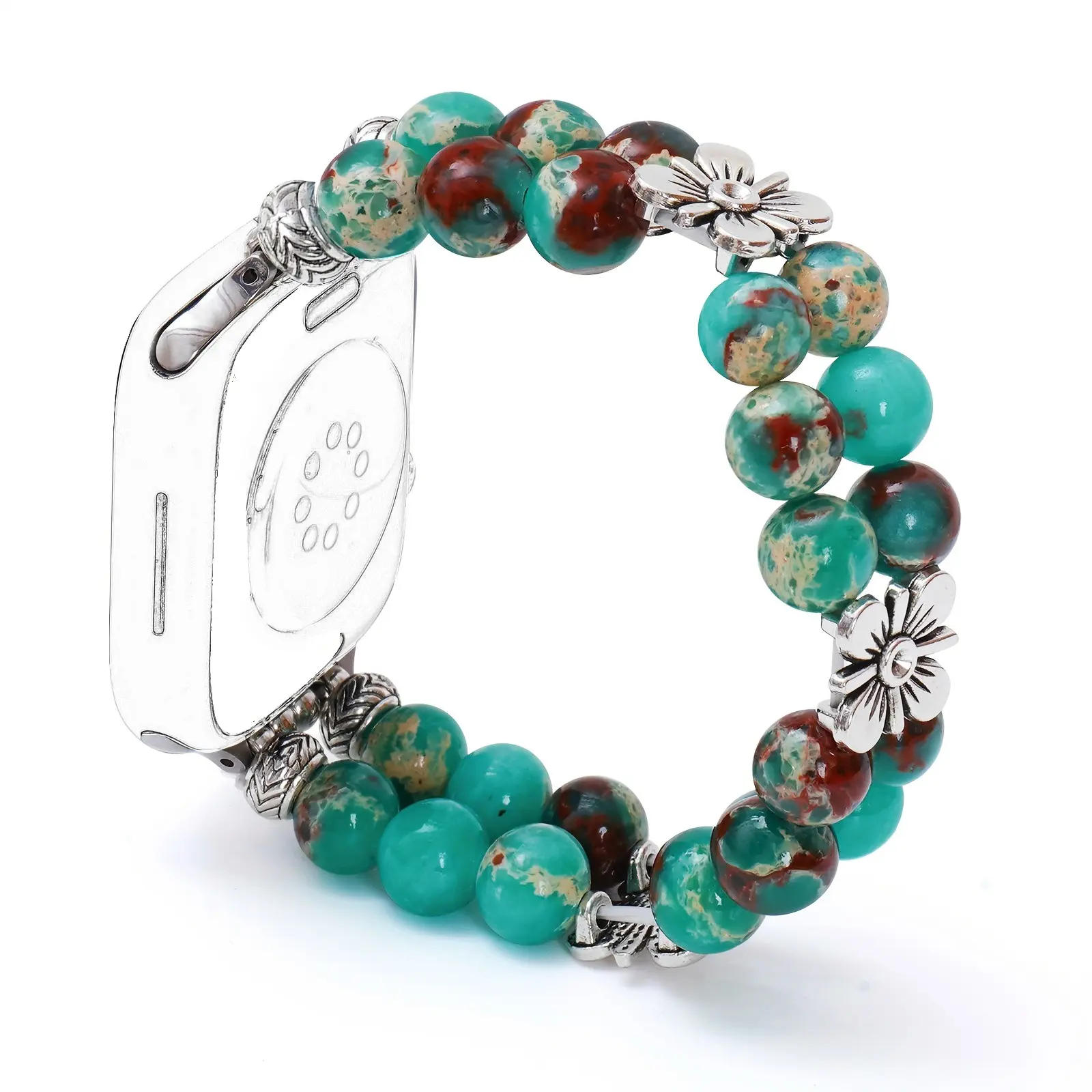 1 Pc Boho Style Watch Band for Women, For Apple Watch 38/40/41/42/44/45/46/49mm, Ultra, SE and Series 1-11. Smart Watch Accessories, Wearable Accessory, Handmade stone beaded bracelet band. Band only, watch not included