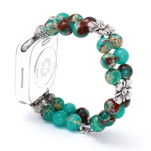 1 Pc Boho Style Watch Band for Women, For Apple Watch 38/40/41/42/44/45/46/49mm.For Apple Watch Ultra 3/2/1, SE and Series 1-11. Handmade stone beaded stretch bracelet band, comfortable to wear. Band only, watch not included