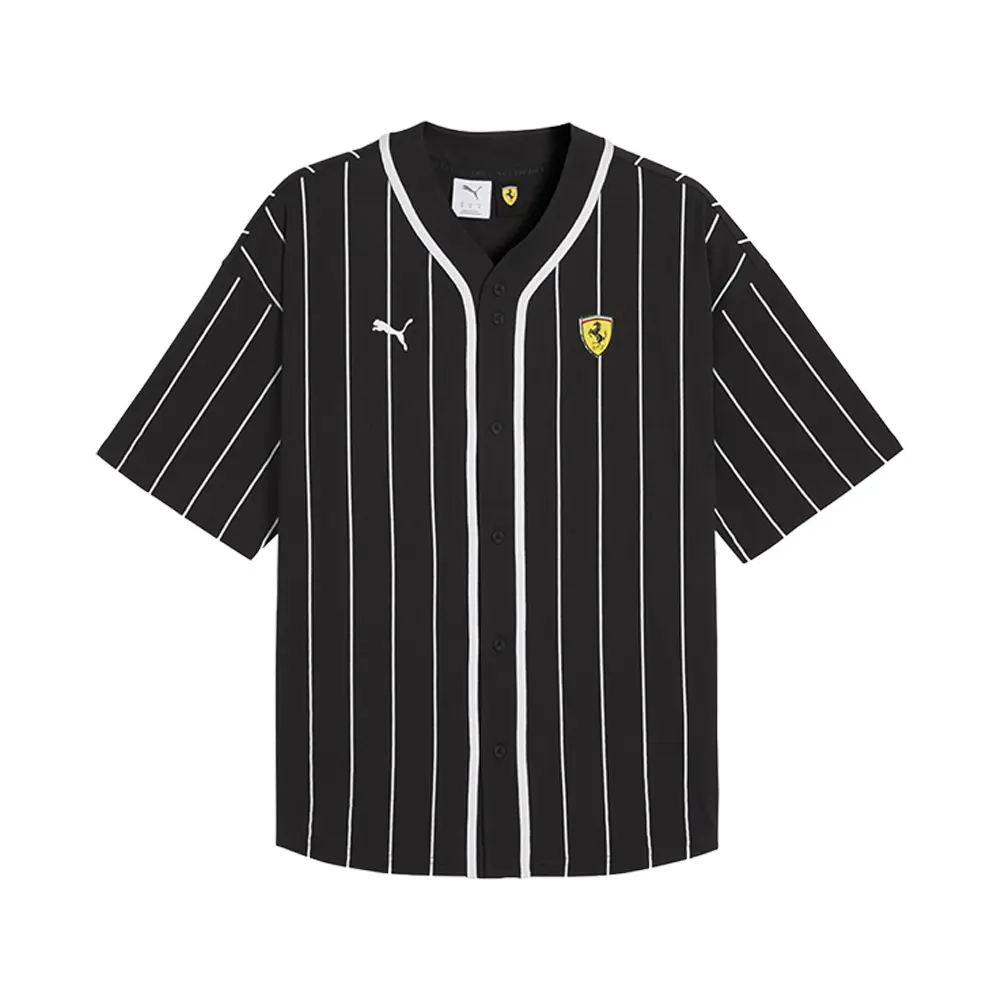 PUMA Mens Scuderia Ferrari Fanwear Drivers Short Sleeve Baseball Jersey Casual - Black