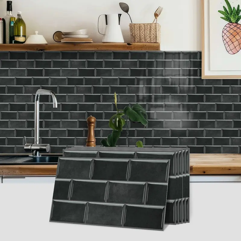 6pcs/12pcs/24pcs Faux Marble Tile Wall Stickers, Self Adhesive Decal, Waterproof Oil-proof Easy-to-Apply Design, Suitable for Kitchen, Bathroom, Living Room Wall Decoration, Decorative Wall Sticker, 5.9in x 11.8in #TOP PICKS