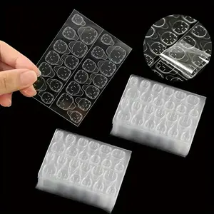 Transparent Nail Gel Stickers, 50 Sheets/1200pcs Waterproof Double-sided Adhesive Fake Nails, Transparent Flexible Nail Art Wraps for Regular Size