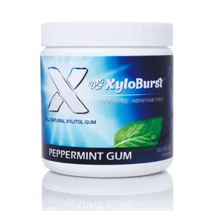 XyloBurst Peppermint Xylitol Gum - Sugar-Free Bubblegum for Oral Health - 100 Pieces - Sweet & Refreshing - 100% Xylitol - Daily Chewing Gum