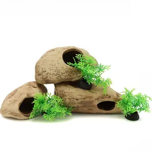 Stackable Aquarium Ceramic Decorations Rock Caves,Betta Fish Tank Decor Accessories,Hideaway for Shrimp Cichlid Hiding Breeding Spawning (Set of 3)