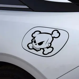 1PC Cartoon Skull & Bones Cool-Cute Logo Minimalist Cool-Cute Dark-Style Sticker, Car Decorative Sticker, For Car Door/Laptop For Ultra-Minimalist Dark Style Fans Skull Decal Multipurpose Car Decal