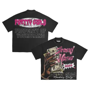 " Money, Pretty girls "Printed Tshirt, Y2k Tops 2024 T shirt Casual Cotton Crewneck summer Fit Womenswear