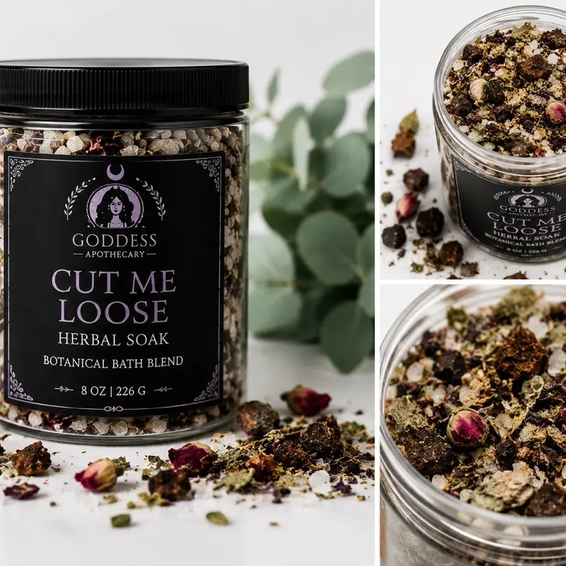 Goddess Apothecary Cord Cutting Herbal Soak, Black Walnut Botanical Bath Blend for Self-Care & Healthcare, Aromatherapy Essential Wellness Soak - Cut Me Loose Formula Popular Reusable Bendable Long-Lasting Luxury Magic Exclusive Ritual Solar Plexus spell