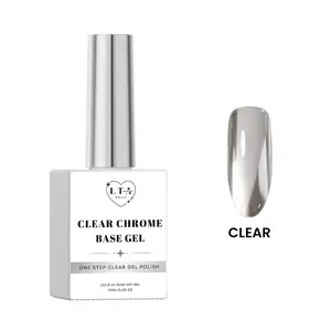 Clear Chrome Base Gel Polish - Universal Compatibility, Preserves Color, Smooth Formula, Ideal for Chrome Adhesion, 15ml