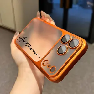 Phone Case - Custom DIY Name New Second Change 17 Phone Case, Luxury High-End Electroplated Frosted Texture Lens Film Protective Case, Suitable for Iphone17Promax 16 15 14 13 Protective Case, Christmas Gift, New Year Gift, Easter Gift