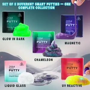 GoldenEgg 5-in-1 Smart Sensory Putty Kit – Magnetic, UV Color-Change, Glow in Dark, Liquid Glass & Chameleon Heat-Shift Fidget Putty Set | Stocking Stuffer, Christmas Gift for Kids & Adults