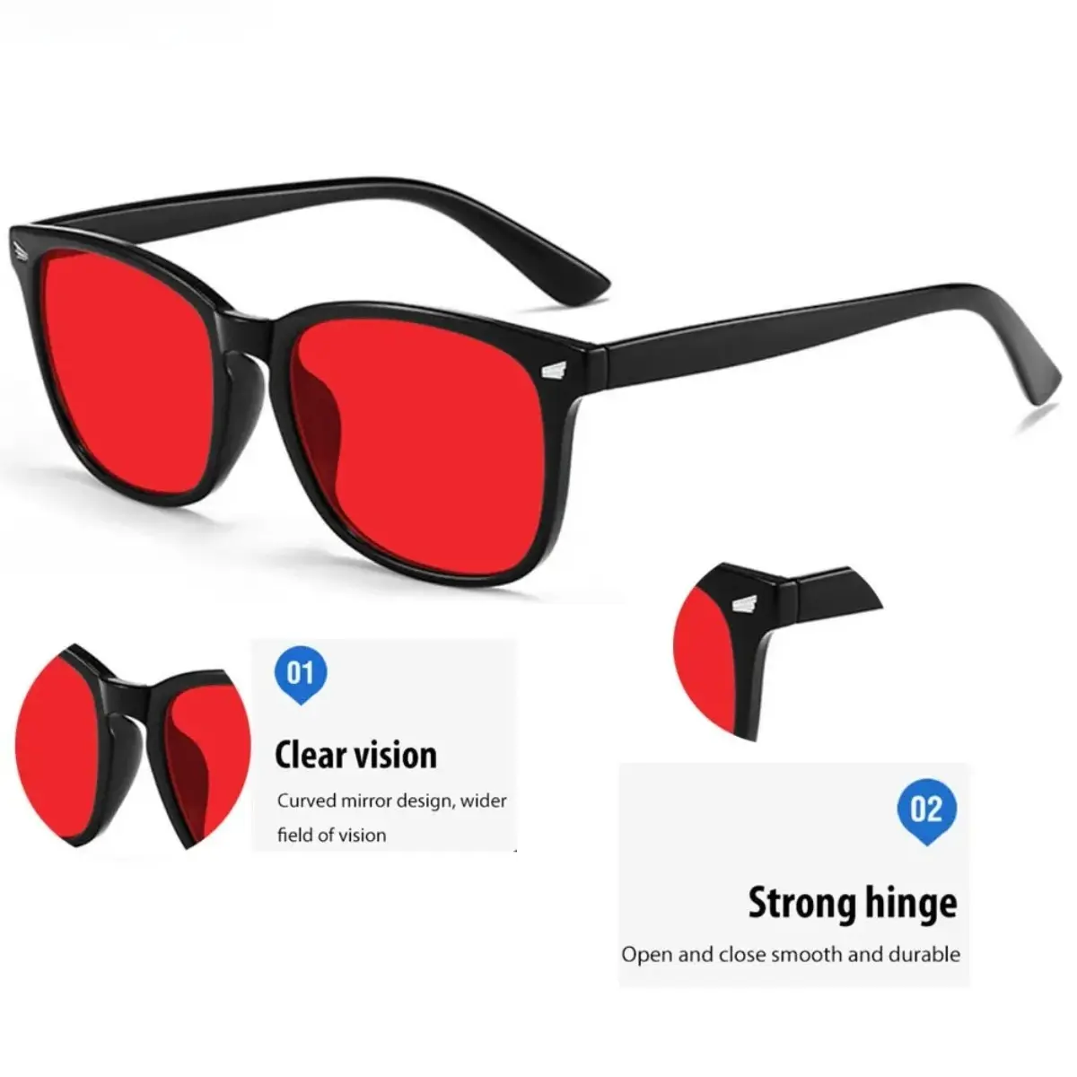 TR90 Blue Light Blocking Glasses, Red Lens Computer Eyewear with Lightweight Flexible Frame, Screen Protection Glasses for Gaming, TV, Work, Study and Daily Use