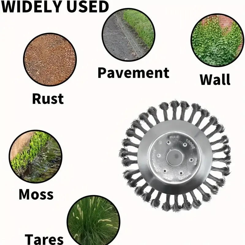 Weed Cutting Brush Heads Set, 6/8/10 Inch Steel Wire Brushes for Lawn Mowers, Universal Trimmer Accessories Kit