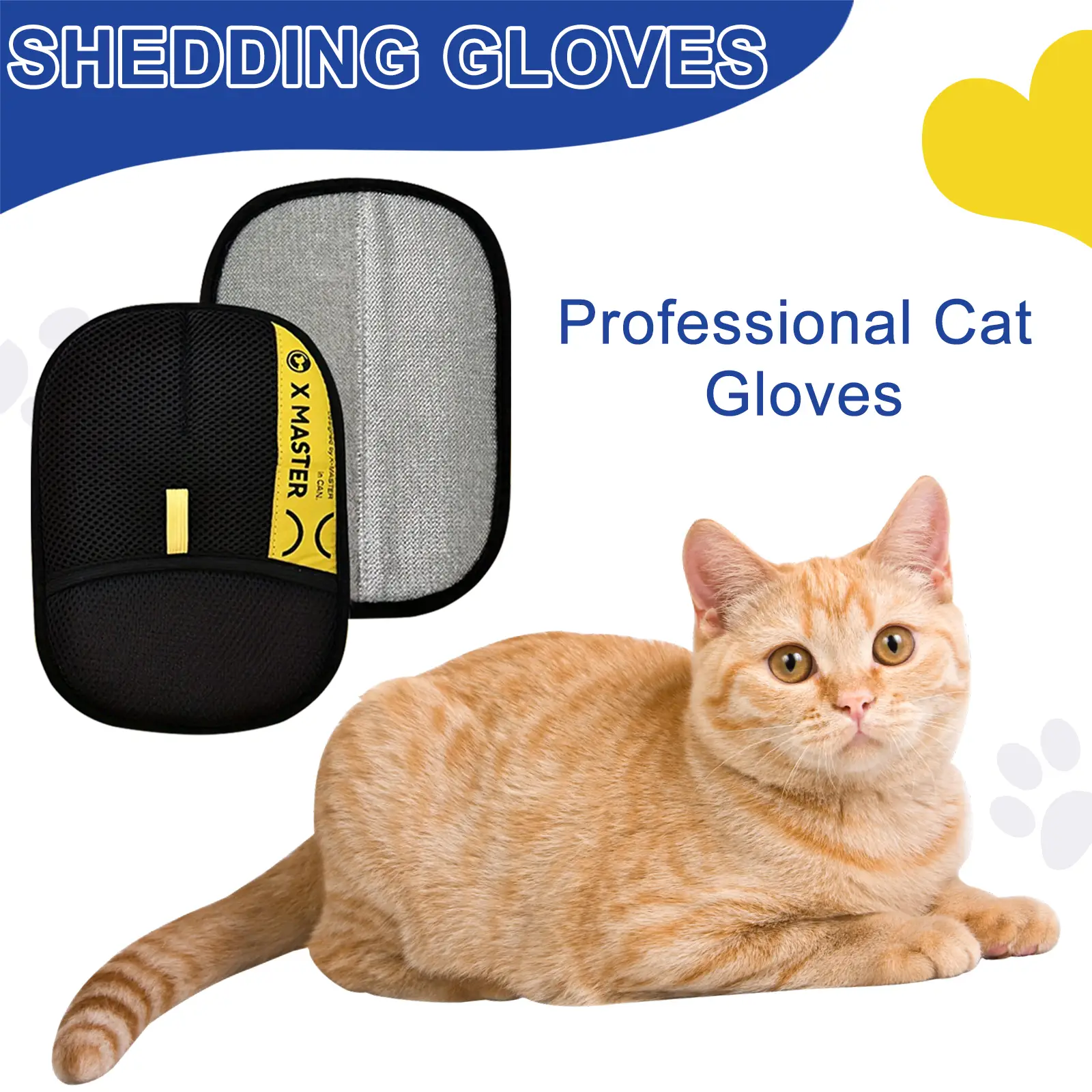Reusable Electrostatic Pet Hair Removal Gloves – Double-Sided Grooming Mitt for Cats & Dogs | Gentle Deshedding Glove for Furniture, Clothes, Car, Car