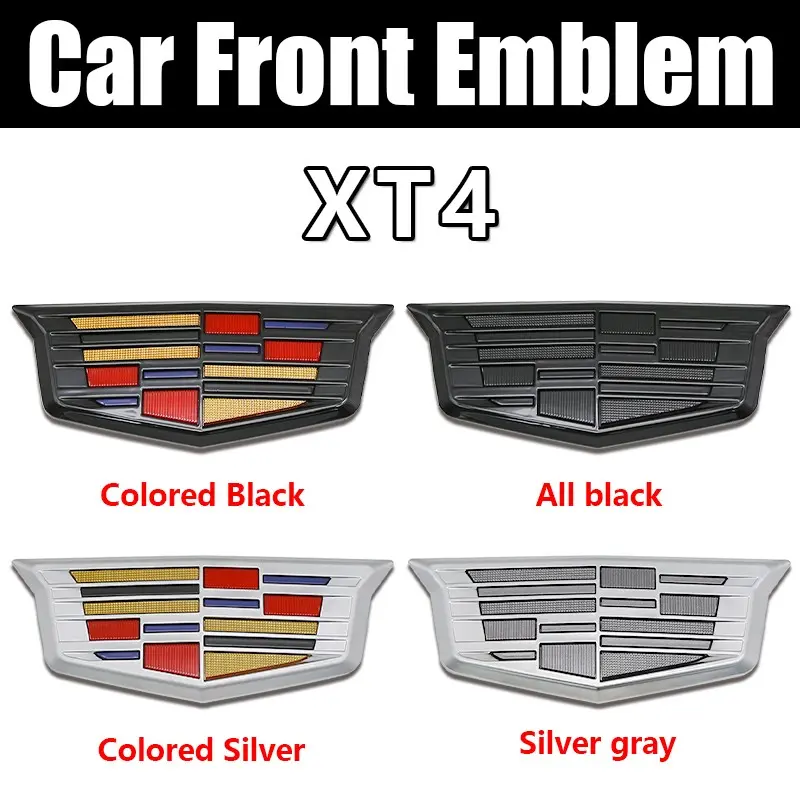 Cadillac Xt4 Front Grille Emblem and Rear Trunk Badge Replacement Set, High-Quality Car Accessories, Car Decorations, Automotive Decoration, Vehicle Decoration, Easy Installation, Durable Design