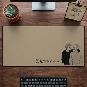 Personalized Sketch Art Desk Mat for Dad – Custom Photo Mouse Pad, Father Office Desk Gift